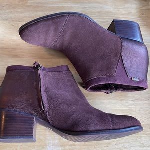 Toms purple leather booties 10